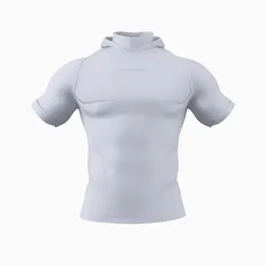 Hooded Short Sleeve Turtleneck Compression Shirt Hooded Short Sleeve Turtleneck Compression Shirt