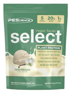 PEScience Select Vegan Protein Powder, Plant Based with Amazing Taste, Smooth Texture, Pea Protein Brown Rice Blend, Dairy Free, Gluten Free, Soy Free, 5 Servings, Vanilla Indulgence