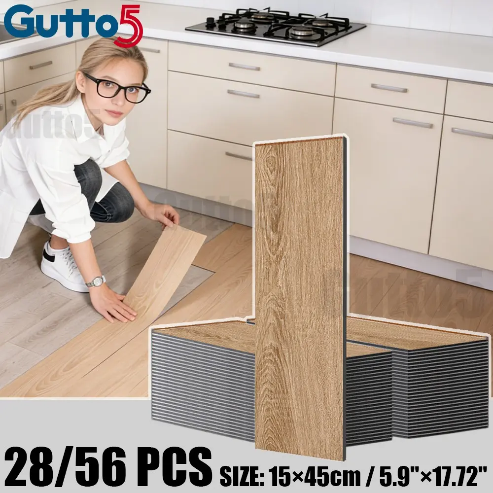28pcs/56pcs Thick Luxury Vintage Wood Grain Floor Tiles, Self-Adhesive PVC Vinyl Flooring, DIY Removable, Easy Installation, Renovation for Living Room, Bedroom, Hallway