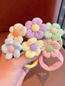 6pcs Women's Cute Colorful Flower Design Hair Ties, Casual Trendy Elastic Hair Ties, Fashionable Hair Accessories for Daily Use for Women & Girls, Scrunchies