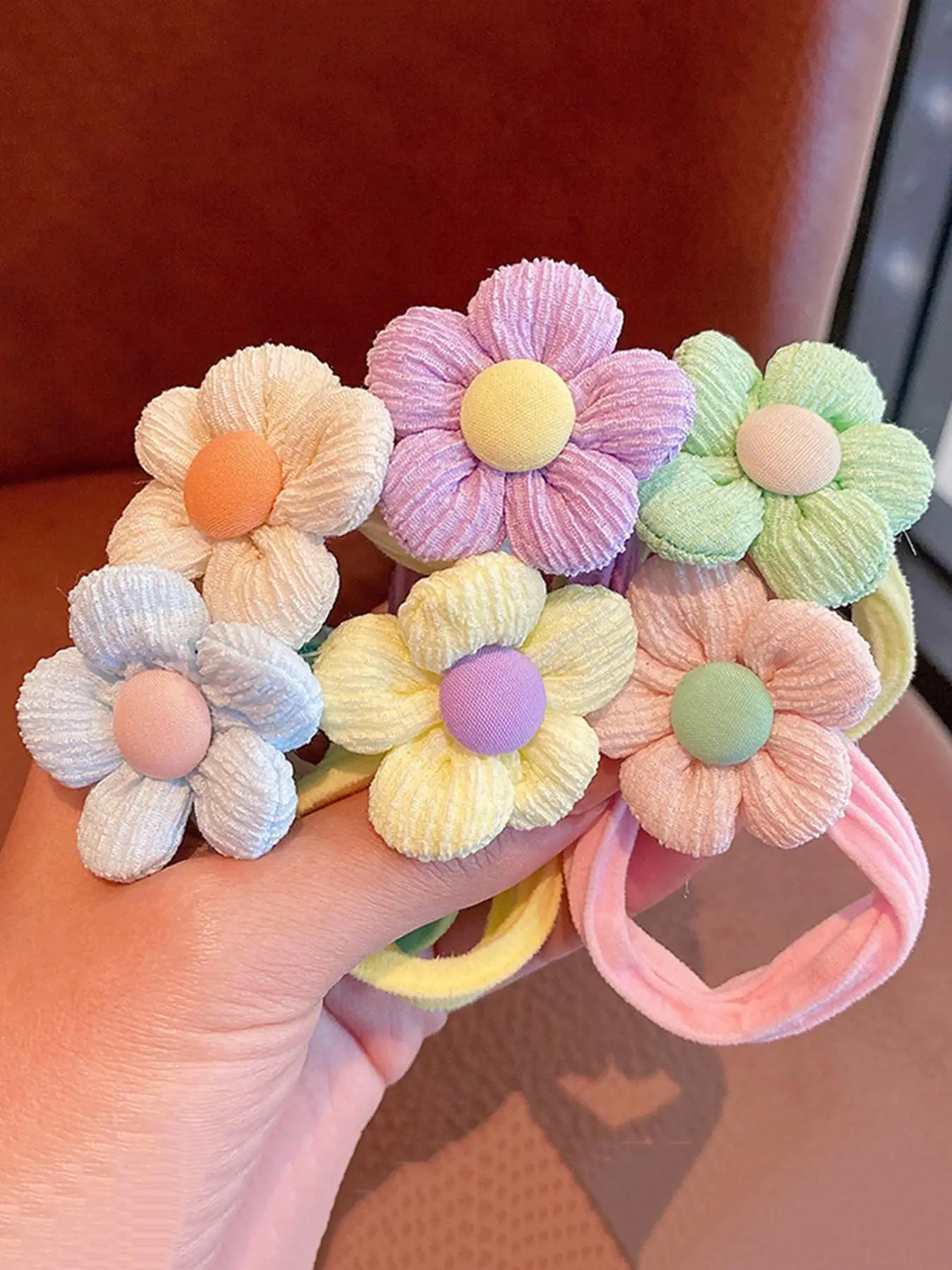 6pcs Women's Cute Colorful Flower Design Hair Ties, Casual Trendy Elastic Hair Ties, Fashionable Hair Accessories for Daily Use for Women & Girls