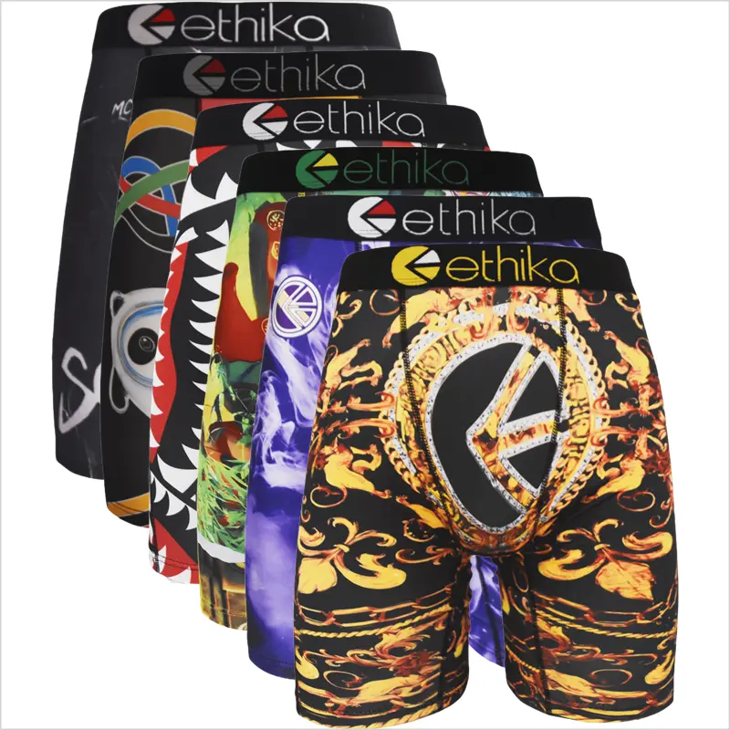 Men's Breathable Fashion Underwear 3Pcs/6Pcs Men Underwear Boxers Breathable Man Swimming Underpants Plus Size Print Mens Panties Trunks Sexy Men's Boxershorts