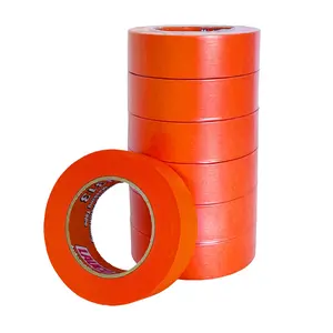 Lauco 1.5x60yd Orange Automotive Refinishing Masking Tape (6 Rolls) - All-Weather, No-Residue, Heat-Resistant Multi-Purpose Hardware Tool