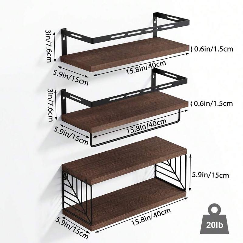 3+1 Tier Wall Mounted Bathroom Shelves Over Toilet, Rustic Wood Floating Shelves With Metal Frame And Towel Bar For Bathroom, Kitchen, Bedroom, Living Room, Home Decor, Bathroom Decor, Bathroom Organizer Summer