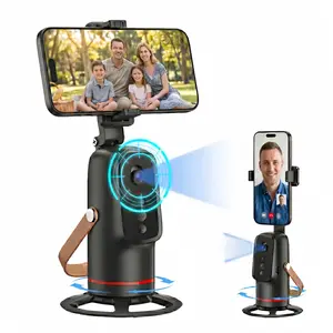 AI Auto Face Tracking Phone Holder, 360° Rotating Smart Gimbal Tripod, Hands-Free Gesture Control Selfie Stick Stand for Content Creation, Vlogging, Streaming, No App Required
