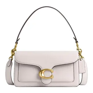COACH Tabby 26 Top-Handle Crossbody Shoulder Bag for Women, Pebbled Leather, Snap-Front Closure, Medium Size, White