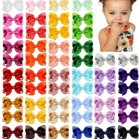 20pcs Cute Bow Hairpins In Random Colors, Grosgrain Ribbon Bow Hairpins, Barrettes Hair Clips, Suitable For Girls, Toddlers, Children's Daily Wear, Holiday Gifts, Hair Accessories