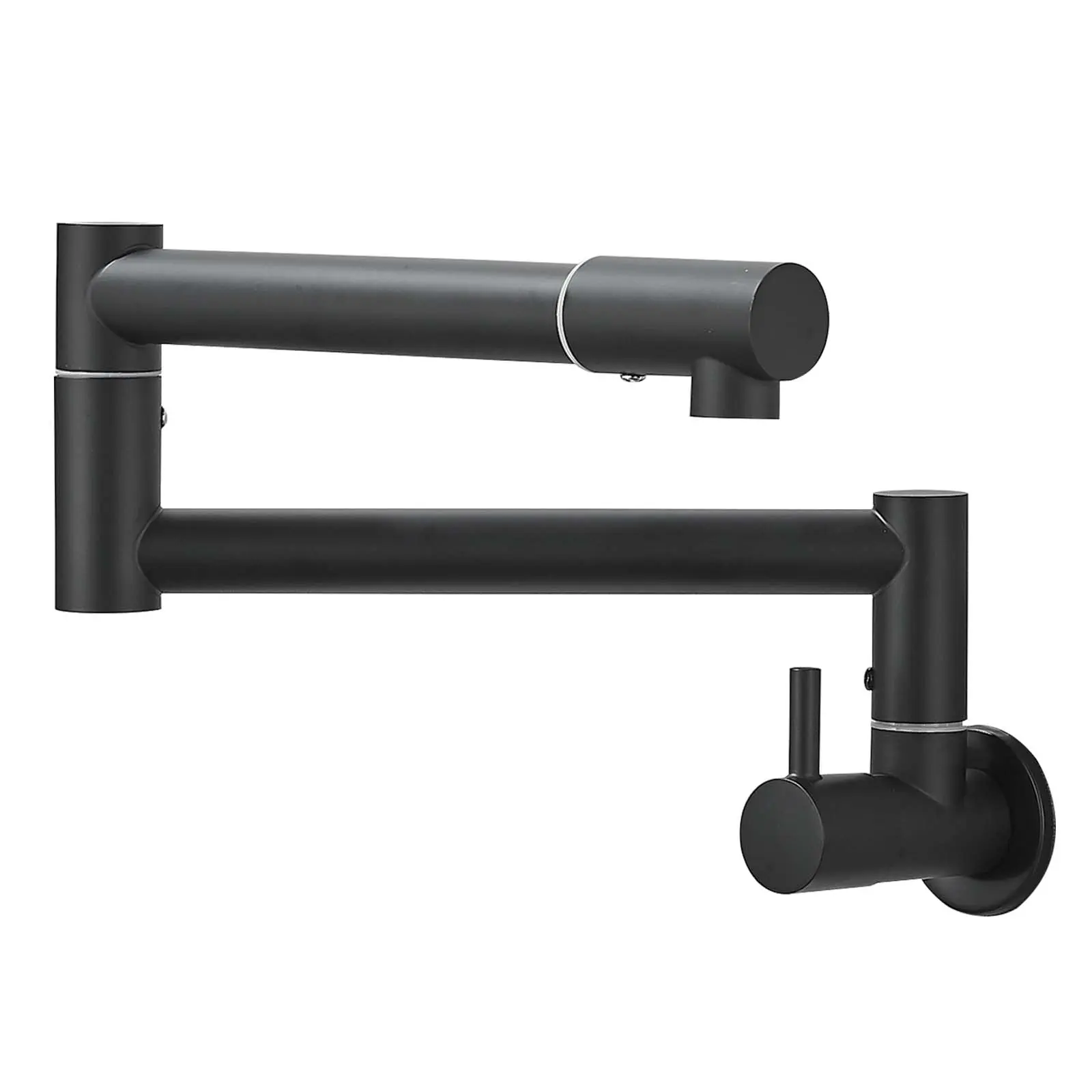 Modern Stainless Steel Wall Mounted Kitchen Faucet - A Pot Filler with Double Joint Swivel Arms, Matte Black for Kitchens