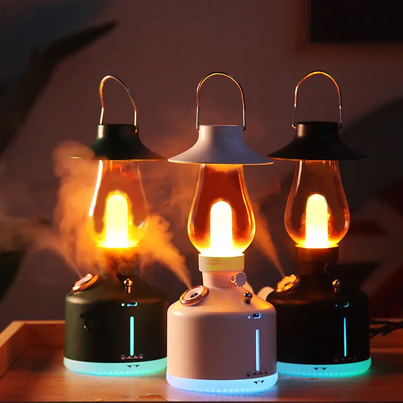 Retro USB Rechargeable Humidifier with LED Cap, Portable Essential Oil Diffuser, 280ML Capacity, Wireless Light Humidifier for Home & Camping