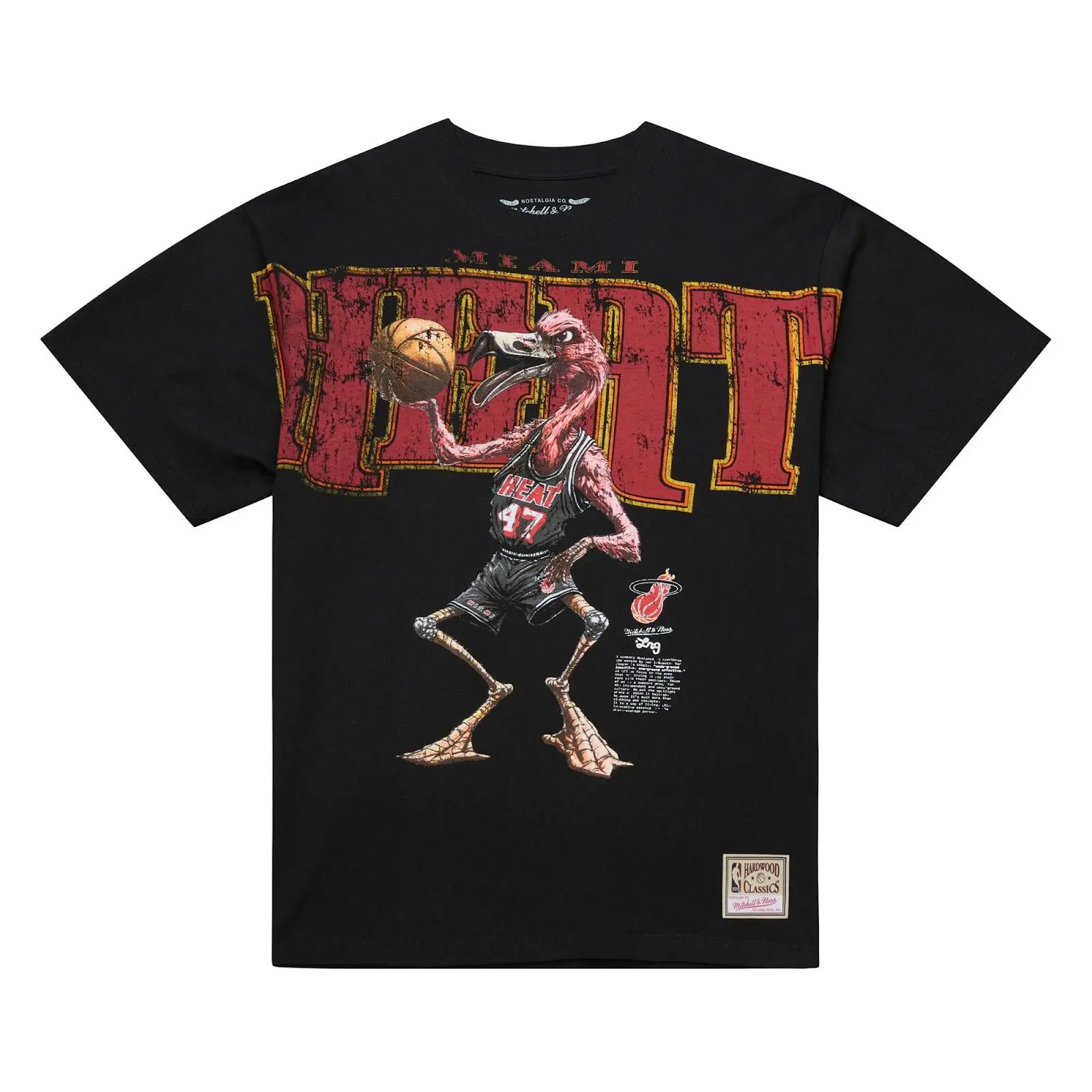 Miami Heat M&N x LRG Black Wild Art T-Shirt NBA Throwback Tee Graphic Vintage Fan Gear Mitchell & Ness