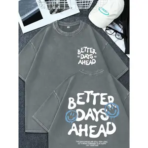 Men's Regular Fit Smile Face Print Round Neck Tee, Vintage Trendy Casual Short Sleeve T-shirt for Daily Wear, Men's Summer Outfit, Top, Cotton Grunge Graphic Album