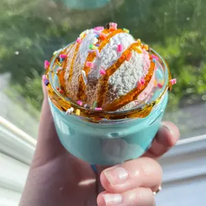 America Ice Cream Sunday Slime DIY Kit - Butter Slime with Clay Scoop Caramel Drizzle & Sprinkles slime kit