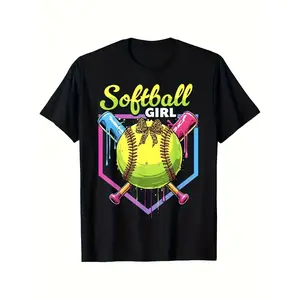 Boys & Girls Ice Cream & Slime Print Slow-Pitch Bowling T-Shirt - Breathable Moisture-Wicking Short Sleeve Round Neck Tee with Slime Drip Design for Summer, Casual Wear & Outdoor Activities - Bowling Apparel