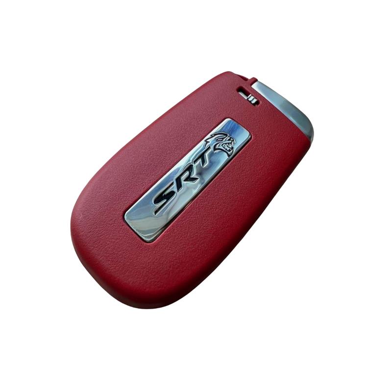 SRT Hellcat Key Fob Cover with Silver/Black Hellcat Logo + Black SRT Lanyard – Red or Blue