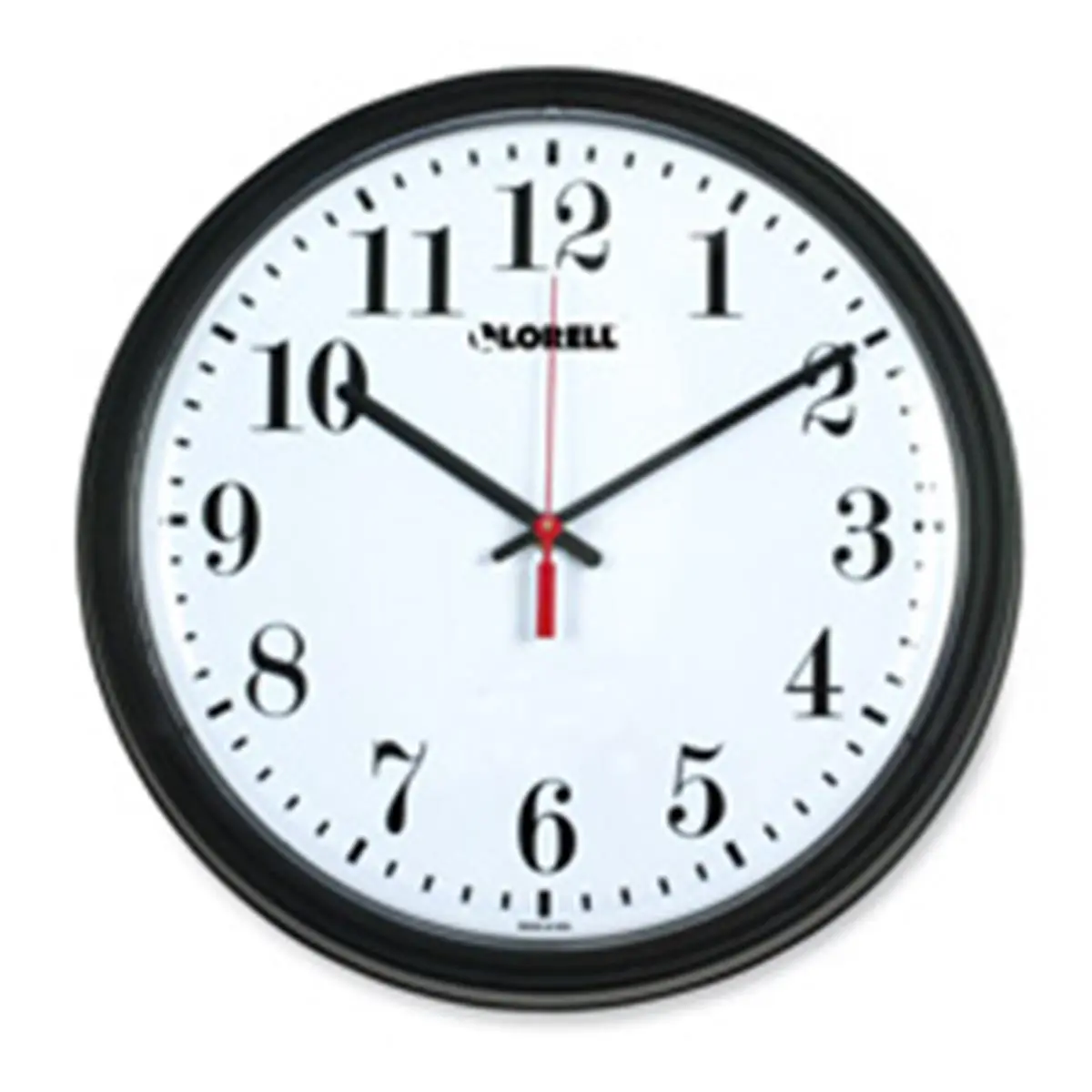 Lorell LLR60989 Basic Analog Wall Clock - 13-1/4 in - Black Frame - Arabic Numerals - Battery-Operated - ABS Construction
