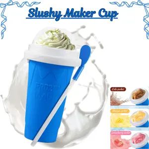 Slushy Maker Cup – Quick Freeze DIY Magic Squeeze Cup for Slushies, Smoothies, Juice & Ice Cream, Portable Cooling Cup with Lid & Straw for Kids & Family