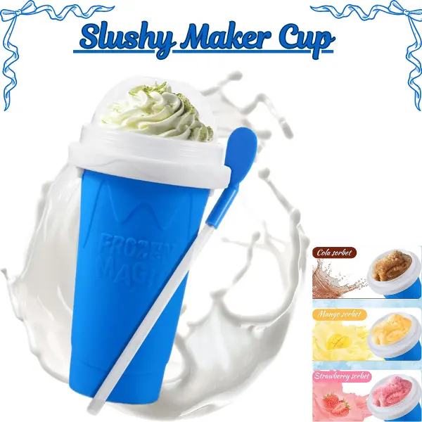 Slushy Maker Cup – Quick Freeze DIY Magic Squeeze Cup for Slushies, Smoothies, Juice & Ice Cream, Portable Cooling Cup with Lid & Straw for Kids & Family