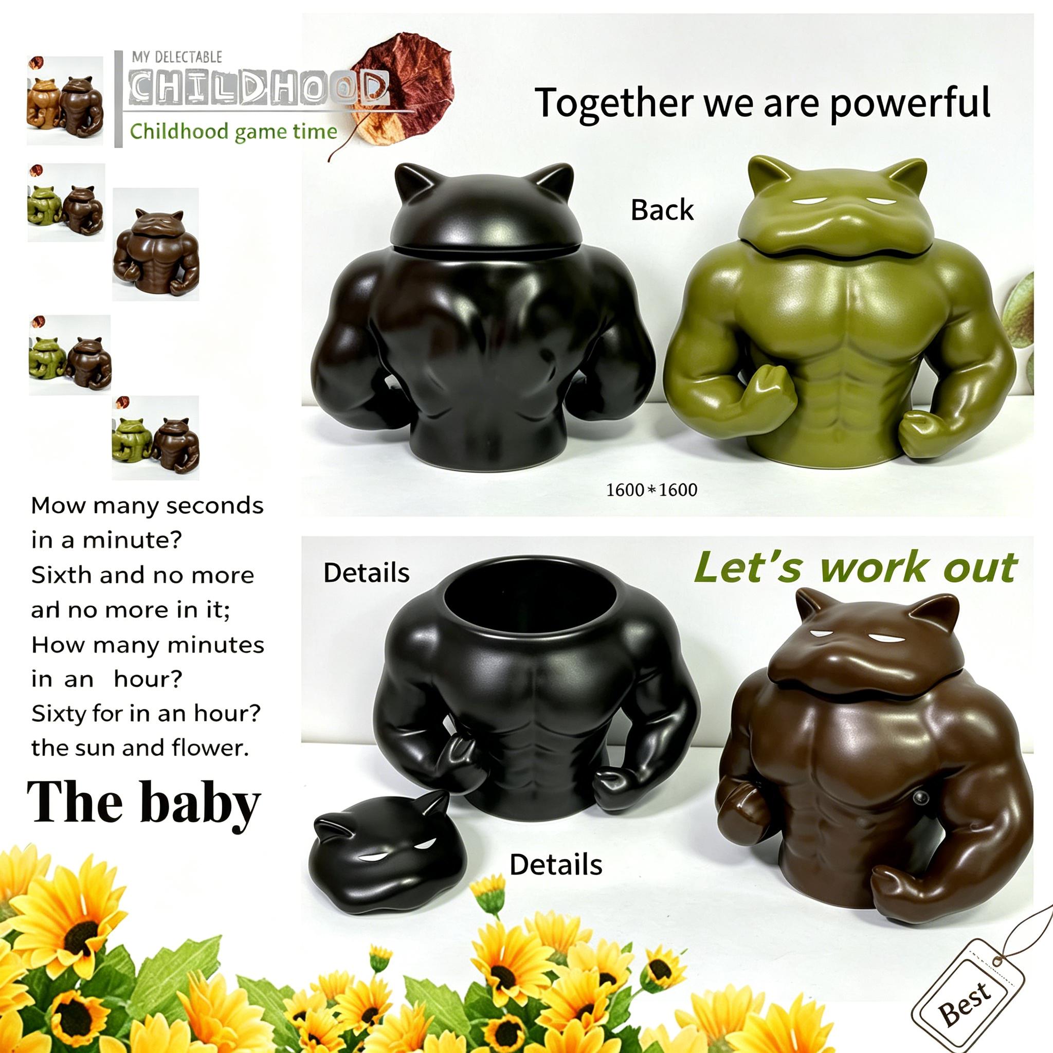 UFORU Funny mugs, ,muscular dog bodybuilding, Drinkware for Americano, Hot Tea, Iced Coffee, Cold Brew, Cocoa, Milk, No Power Required, Ceramic Classic Drinkware