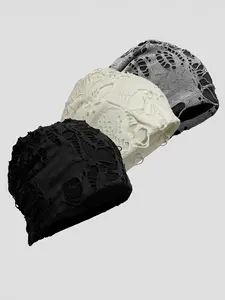 Distressed Knit, Ripped Y2K Unisex Winter Hat - Thick Warm Streetwear Skull Cap Knitted Hat in Middle/Time/Free Colors