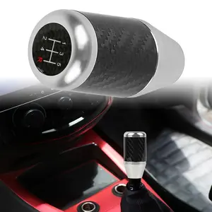 Brand New Universal 5 SPEED Silver Carbon Fiber Racing Gear Stick Shift Knob For MT Manual