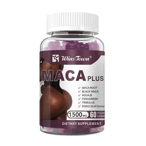 Wins Town Maca Plus Gummies, 1500mg  with Black Maca Root & Dong Quai Extract, 60 Count