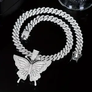 Colorful Butterfly Pendant Necklace, Various Colors of Cuba Chain Can Be Selected, Beautiful And Elegant Collocation