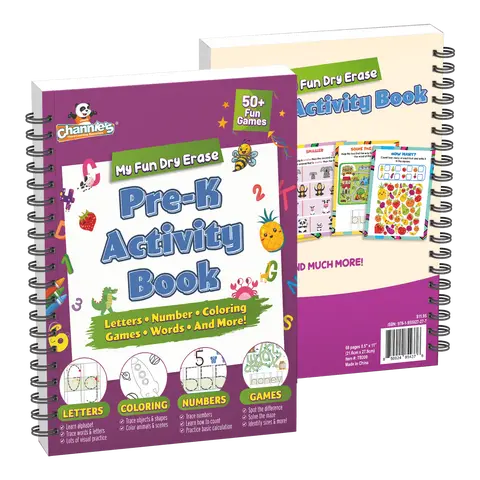 My Fun Dry Erase Pre-K Activity Workbook-ABC, Games, & Fun Activities, Toddler Activity Book, Kindergarten Workbooks