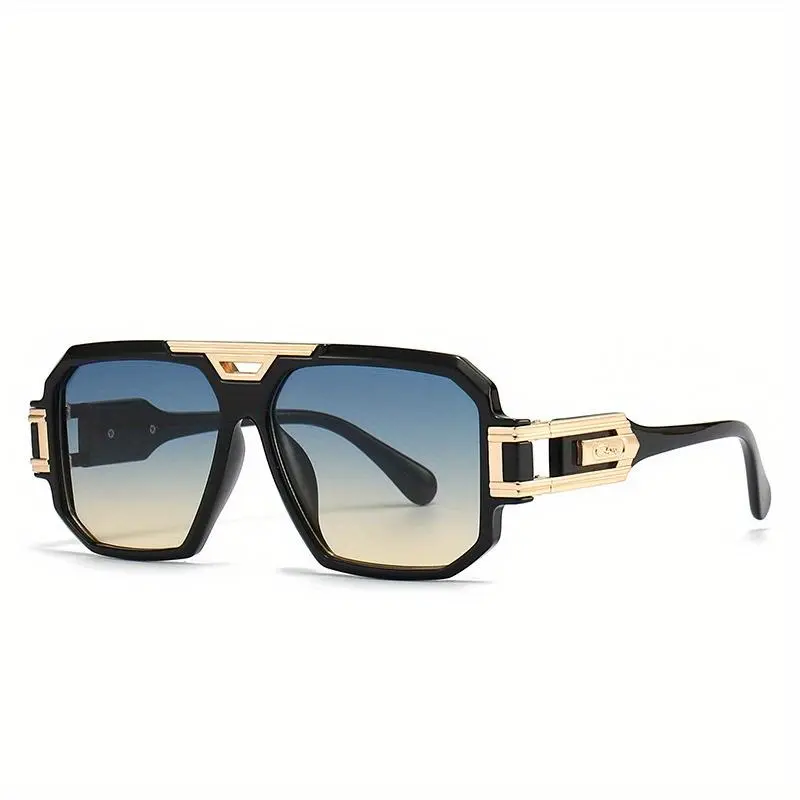 Luxury Steampunk Sunglasses - Wide Frame Large Glasses (>139mm), Retro Industrial Style Unisex, Driving, Photography, Travel Matte Black/Gold Embellished Heavy Metal Designer Accessories, Sunglasses, Photography Acces