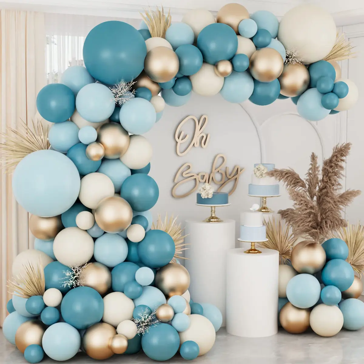 Vintage Blue Balloon Garland Arch Kit - Festive Balloons Set with Clusters, Colored Pieces, Birthday Theme Designs for Wedding, Birthday Decorations (1-As Shown), Balloon Clusters Balloons