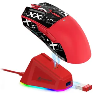 ATTACK SHARK Wireless Gaming Mouse, USB Rechargeable Wireless Mouse with Anti-slip Sticker, Magnetic Charging Mouse with 3 Modes Link for Gaming