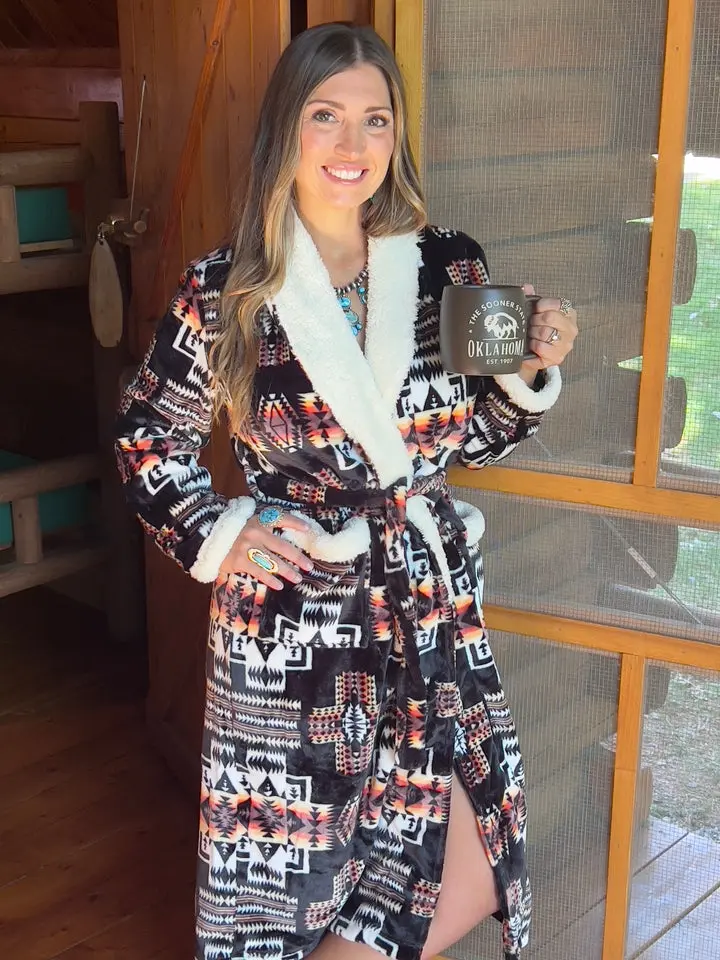 Nativo Aztec Sherpa Robe Sunset
