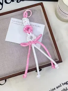 1 pcs Handmade Butterfly Knot Keychain, Colorful Umbrella Rope Bag Charm, Simple Woven Strap, Gift for Girlfriend Best Friend Birthday Festival