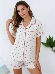 Cherry Multi-Color Sleepwear Set, Comfortable Cute Homeewear for Women, Ladies' Sleepwear Collection, Soft and Cozy Nightwear