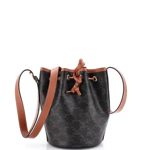 Pre-owned Celine material Bucket Bags Drawstring Bucket Bag Triomphe Coated Canvas Small by Rebag