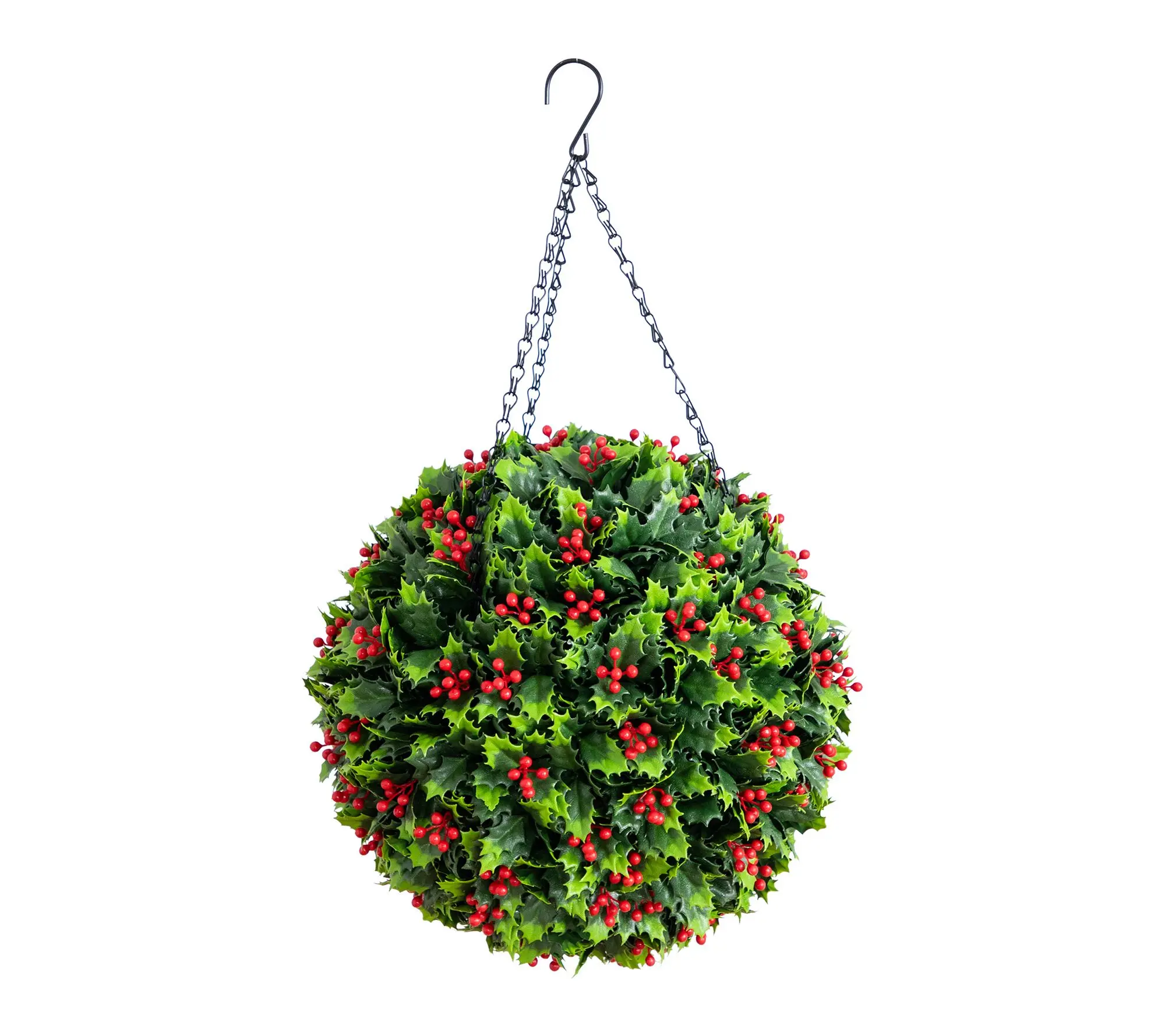 22-in  Holly Berry  Hanging Ball by Nearly Natural