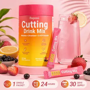 Buporai Cutting Drink Mix – Berberine, 5-HTP,Chromium, Yerba Mate & Magnesium | Strawberry Açaí Flavor – 30 Servings Fitness Dietary