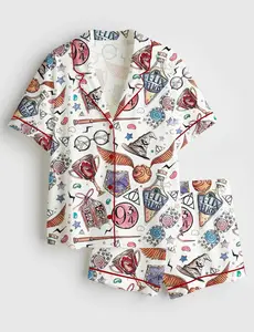 HP Wizard School Satin Short Pajama Set, Wizard Academy Magic Short Pajamas, Matching Family Sleepwear Set, Pajama Set For Men Women Kids