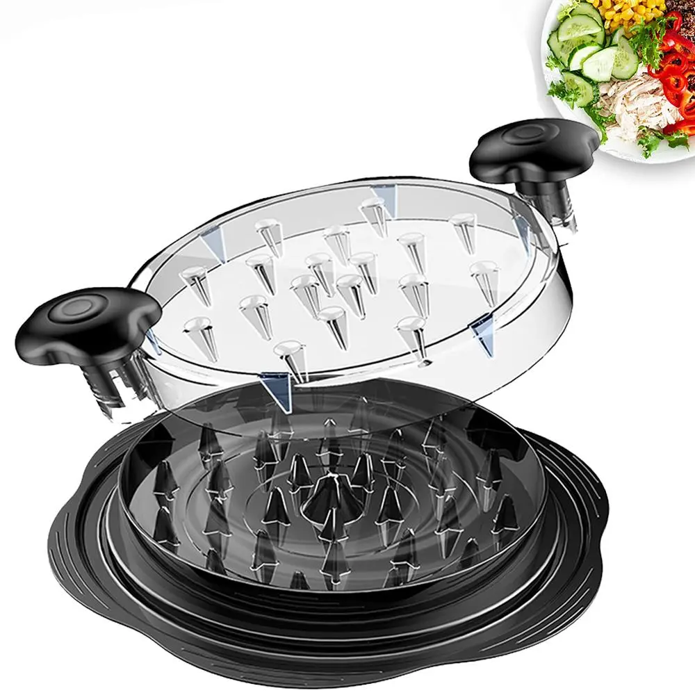 Manual Spin Kitchen Utensils Shredder, Oversized Storage Chicken Breast Shredding Machine, See-Through Observable Tool, Heavy Rugged Anti-Slip Silicone Bottom Strips, Smooth Polished Ergonomic Grip, BPA-Free for Turkey Pork Lamb Meat