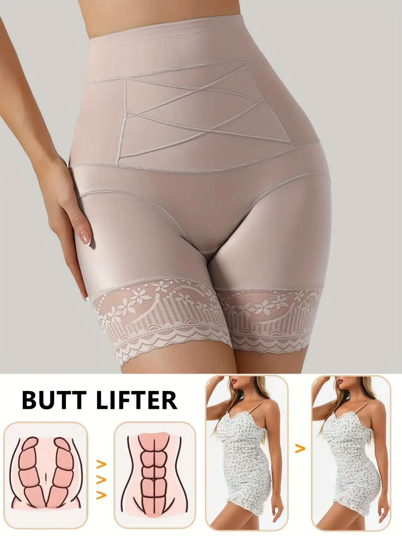 Women's High-Waisted Control Top Underwear, Waist Cinch, Abdominal Control, Butt Lift, Sporty Fitness Shaping Panties, Shapewear