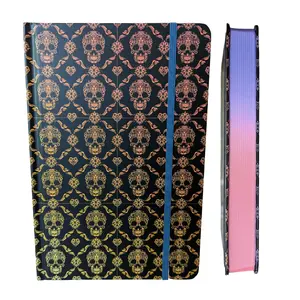 Dot Journal with Sprayed Edges, Hardcover Journal, Aesthetic Notebook, Colorful Skull, Dotted Notebook, Painted Edges, Gothic Notebook