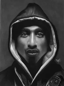Tupac Shakur Original Hand-Drawn Portrait - Fine Detail Wall Art.