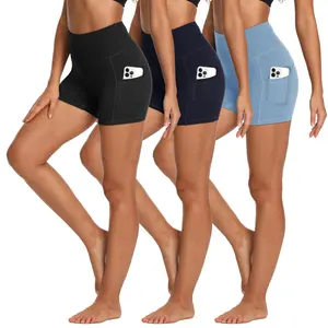 Showitty 3 Pack Biker Shorts Women with Pockets - High Waisted Workout Shorts for Gym Yoga