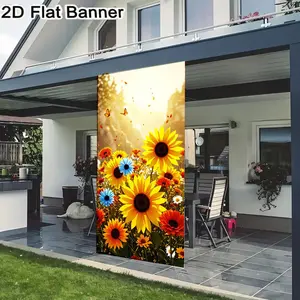 2D flat banner, 1pcSunlit Sunflower Marigold Daisy Floral Backdrop, Vibrant Yellow Orange Red Blue Flower Field Banner for Nature-Themed Videos & Photoshoot Decorgalentines party decor, valentine day decor, decorations for valentines day