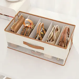 Space-Saving Foldable Fabric Handbag Organizer with Multiple Compartments, Divided Compartments - Dustproof Storage for Tote Bags, Backpacks & Accessories, Creamy White, Closet Organization, Handbag Storage Organizer, Accessory Holder