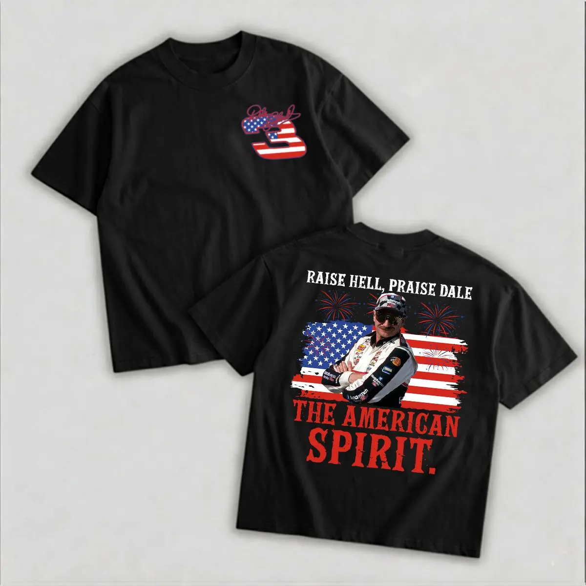 Women's Short-Sleeve Casual Dale Earnhardt T-Shirt - Raise Hell Praise Dale American Spirit Graphic, 4th Of July Nascar Vintage Tee, Unisex Sweatshirt Gift Option, Shortsleeve