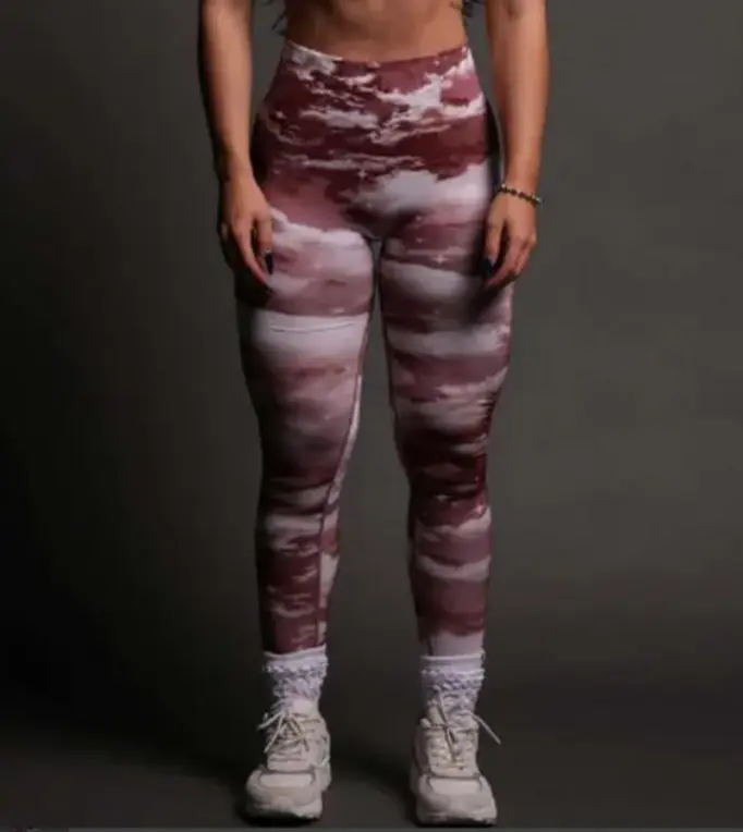 Red Woodland Camo Women Leggings, High Waist Stretch Yoga Pants, Outdoor Workout Fitness Leggings