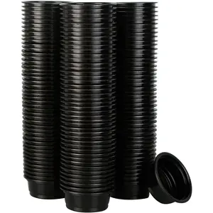 Plastic Gecko Feeding Cups, 0.5 oz Small Terrarium Bowls Reptiles Food Water Feeder Ledge Cups for Lizars,Bearded Dragon,Snake,Frogs, 100Pack Black SMALL GECKO FOOD AND WATER CUPS