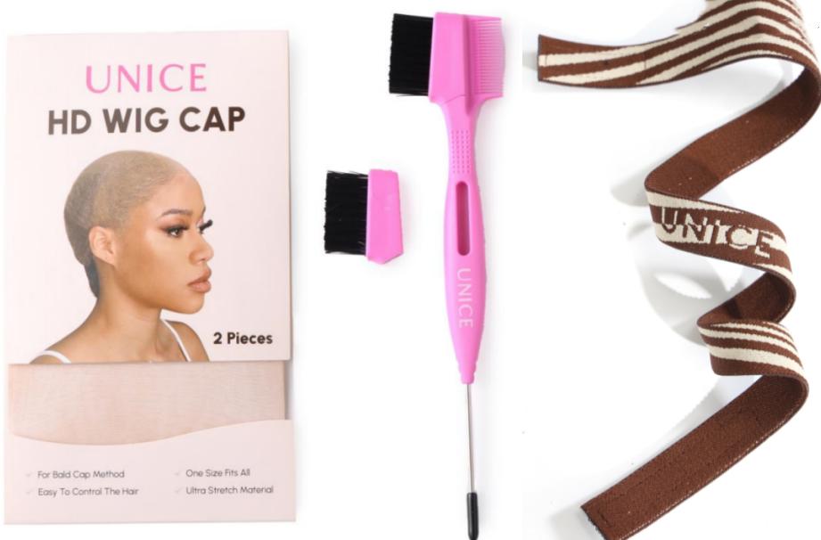 【Live Gift】Unice Customize Suit Gifts Nail Tips HD Thin Stocking Wig Caps Elastic Headband for Wig