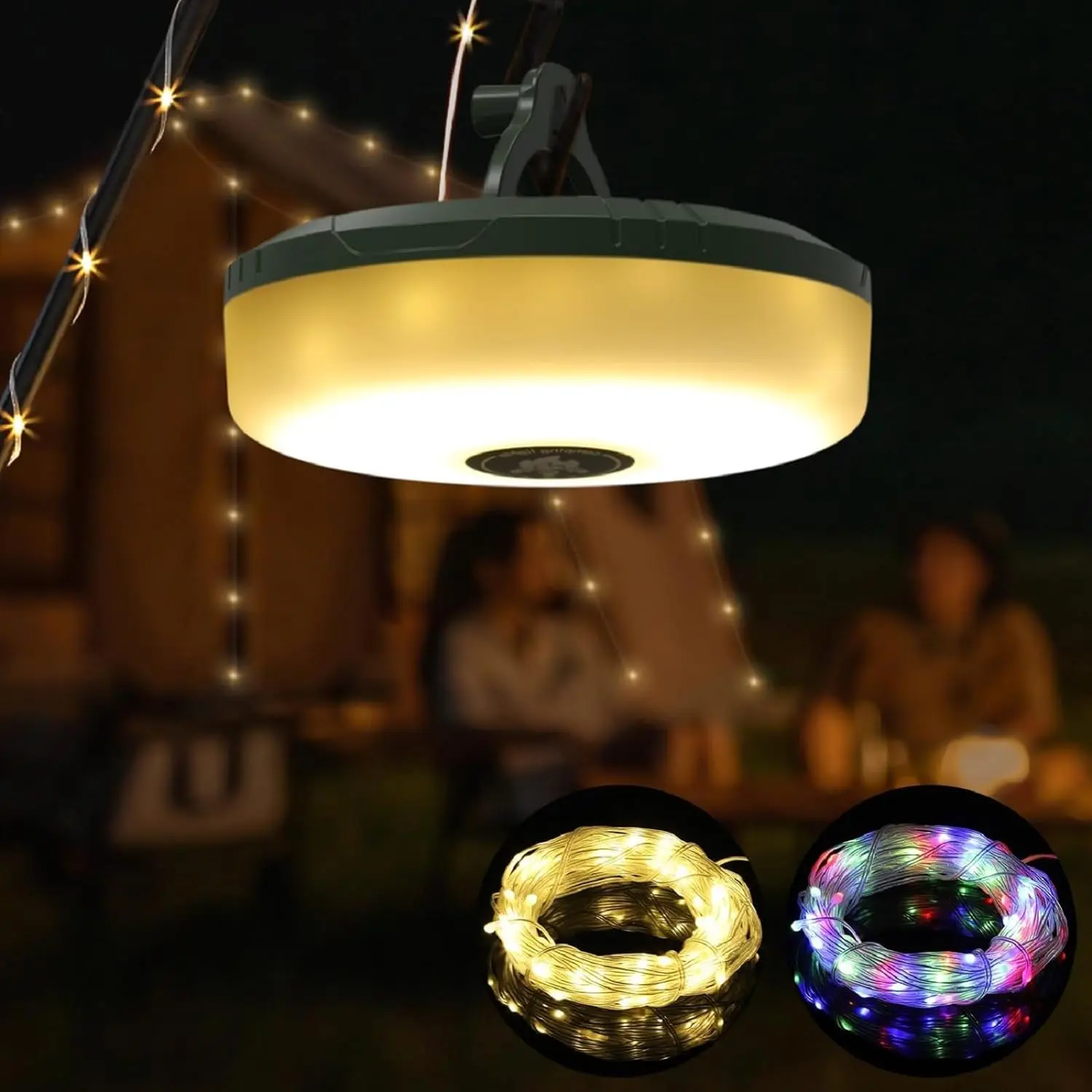 4 in 1 Outdoor String Light, Rechargeable LED String Light, 8 Modes Portable Emergency Light for Hiking, Tent, Yard