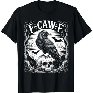 Black Crow, F-Caw-F Funny Black Bird moon Gothic Adult Humor Unisex T-Shirt